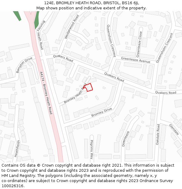 124E, BROMLEY HEATH ROAD, BRISTOL, BS16 6JL: Location map and indicative extent of plot