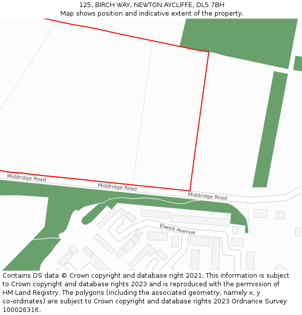 125, BIRCH WAY, NEWTON AYCLIFFE, DL5 7BH: Location map and indicative extent of plot