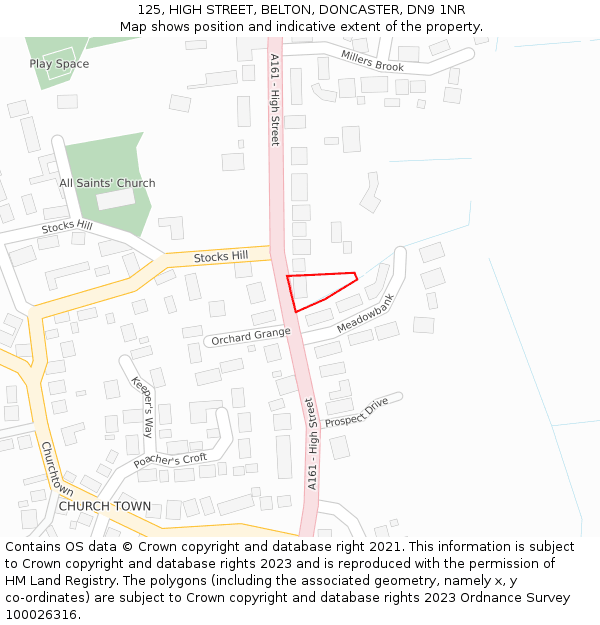 125, HIGH STREET, BELTON, DONCASTER, DN9 1NR: Location map and indicative extent of plot