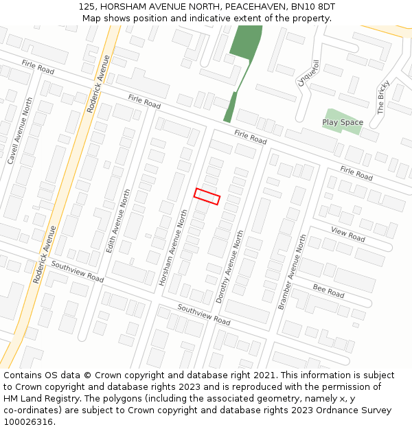 125, HORSHAM AVENUE NORTH, PEACEHAVEN, BN10 8DT: Location map and indicative extent of plot