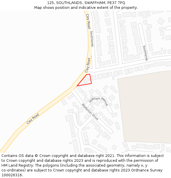 125, SOUTHLANDS, SWAFFHAM, PE37 7PQ: Location map and indicative extent of plot