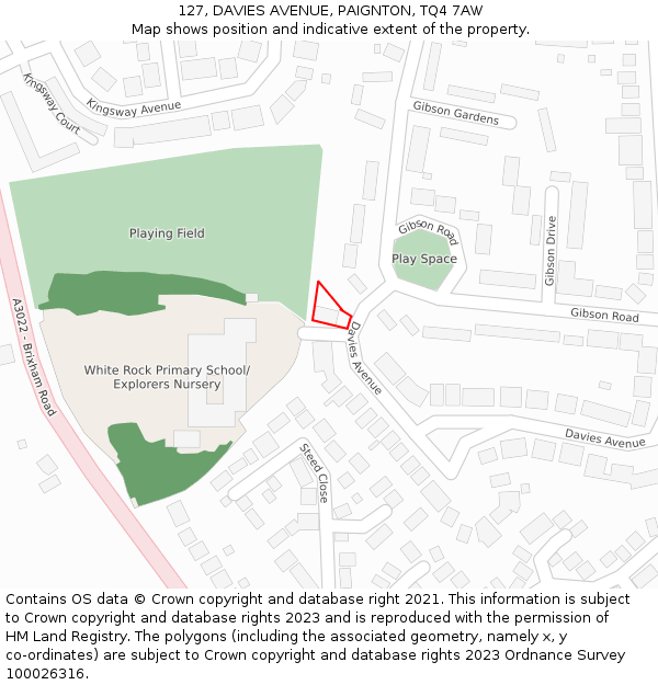 127, DAVIES AVENUE, PAIGNTON, TQ4 7AW: Location map and indicative extent of plot