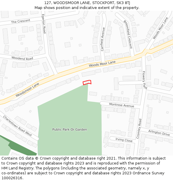 127, WOODSMOOR LANE, STOCKPORT, SK3 8TJ: Location map and indicative extent of plot