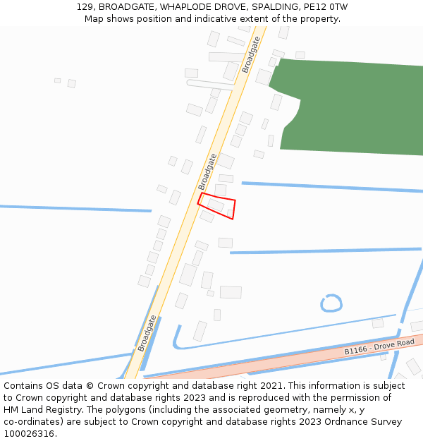 129, BROADGATE, WHAPLODE DROVE, SPALDING, PE12 0TW: Location map and indicative extent of plot