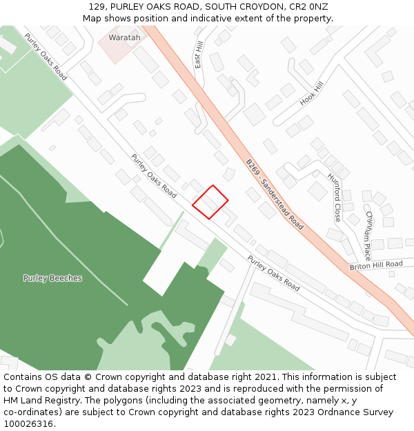 129, PURLEY OAKS ROAD, SOUTH CROYDON, CR2 0NZ: Location map and indicative extent of plot