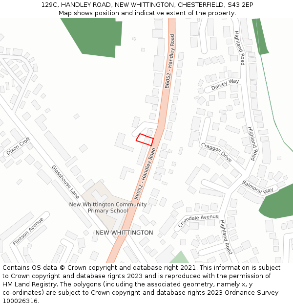 129C, HANDLEY ROAD, NEW WHITTINGTON, CHESTERFIELD, S43 2EP: Location map and indicative extent of plot