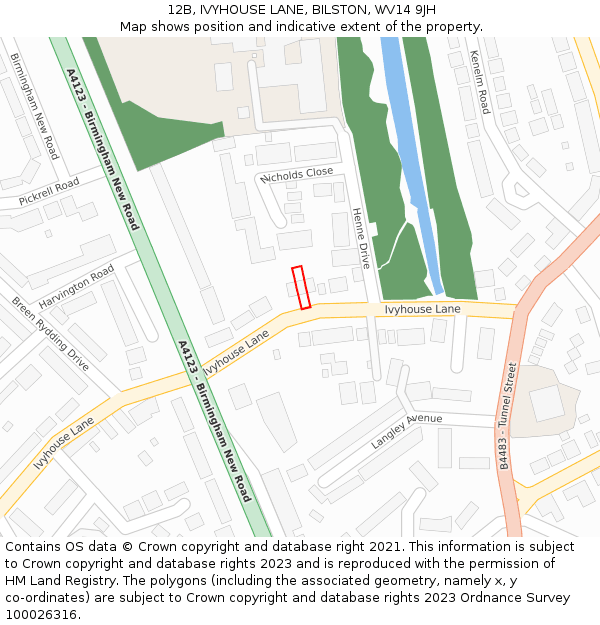 12B, IVYHOUSE LANE, BILSTON, WV14 9JH: Location map and indicative extent of plot