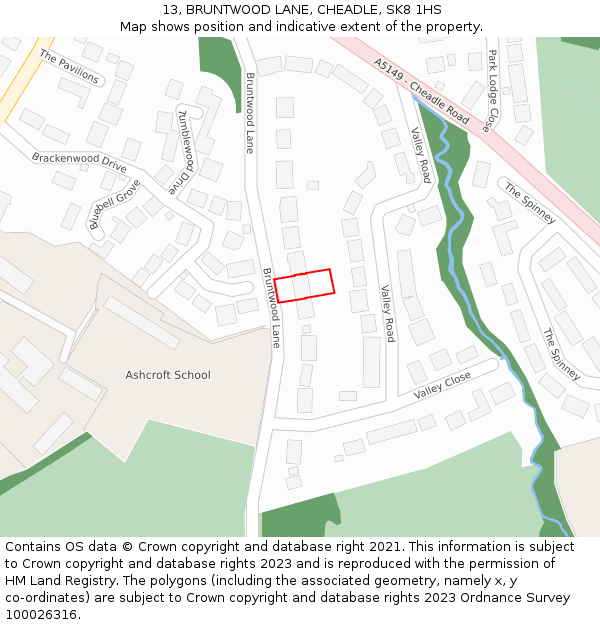 13, BRUNTWOOD LANE, CHEADLE, SK8 1HS: Location map and indicative extent of plot