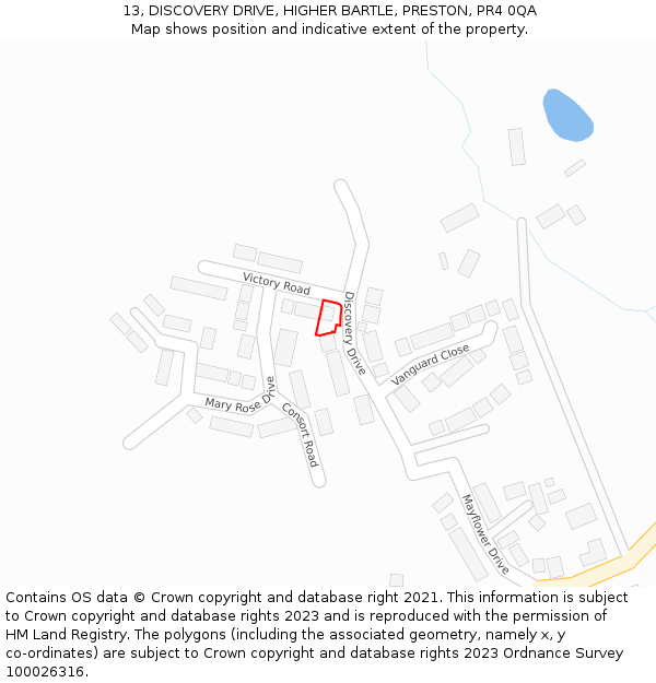 13, DISCOVERY DRIVE, HIGHER BARTLE, PRESTON, PR4 0QA: Location map and indicative extent of plot