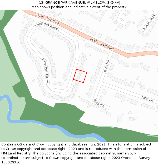 13, GRANGE PARK AVENUE, WILMSLOW, SK9 4AJ: Location map and indicative extent of plot