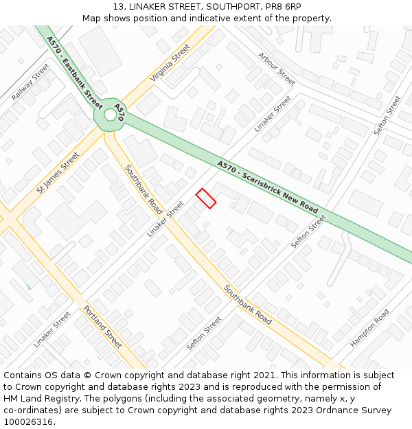 13, LINAKER STREET, SOUTHPORT, PR8 6RP: Location map and indicative extent of plot