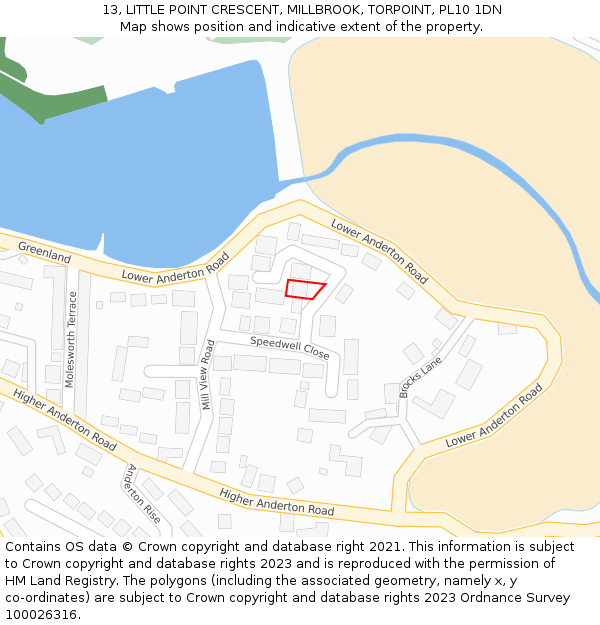 13, LITTLE POINT CRESCENT, MILLBROOK, TORPOINT, PL10 1DN: Location map and indicative extent of plot