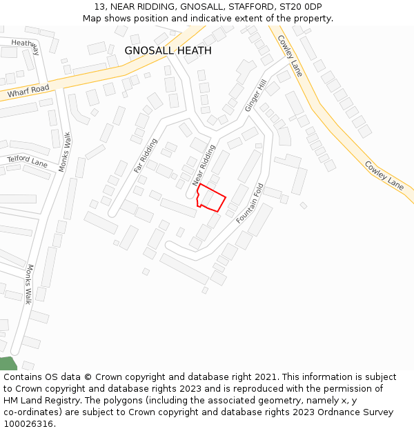 13, NEAR RIDDING, GNOSALL, STAFFORD, ST20 0DP: Location map and indicative extent of plot