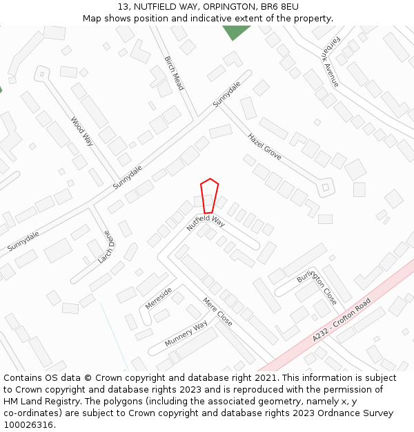 13, NUTFIELD WAY, ORPINGTON, BR6 8EU: Location map and indicative extent of plot