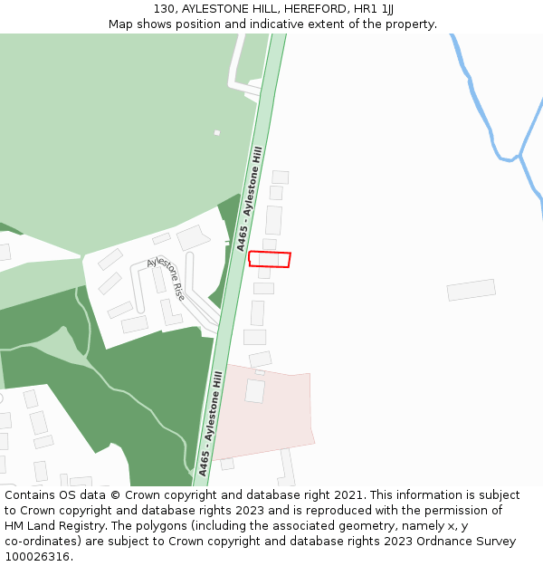 130, AYLESTONE HILL, HEREFORD, HR1 1JJ: Location map and indicative extent of plot