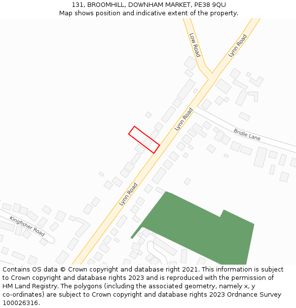 131, BROOMHILL, DOWNHAM MARKET, PE38 9QU: Location map and indicative extent of plot