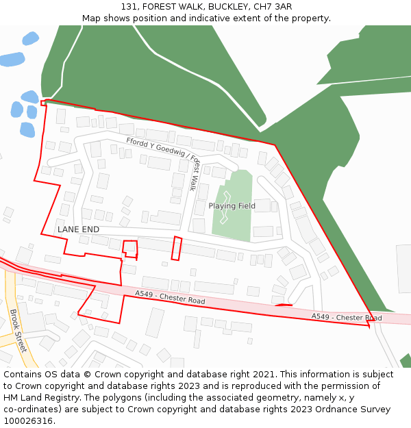 131, FOREST WALK, BUCKLEY, CH7 3AR: Location map and indicative extent of plot