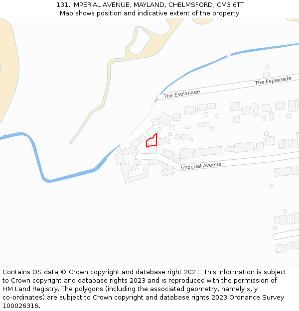 131, IMPERIAL AVENUE, MAYLAND, CHELMSFORD, CM3 6TT: Location map and indicative extent of plot