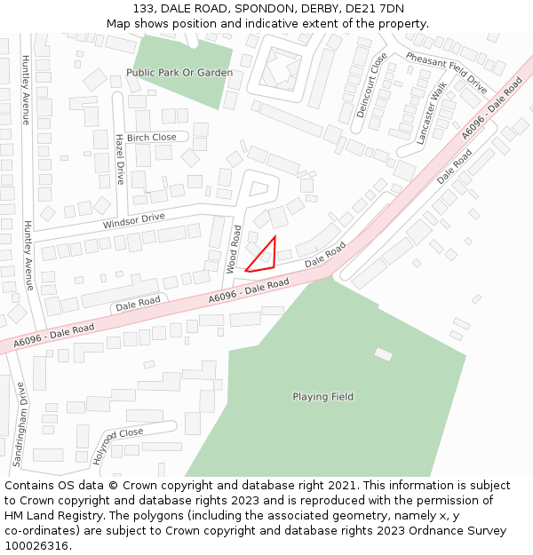 133, DALE ROAD, SPONDON, DERBY, DE21 7DN: Location map and indicative extent of plot