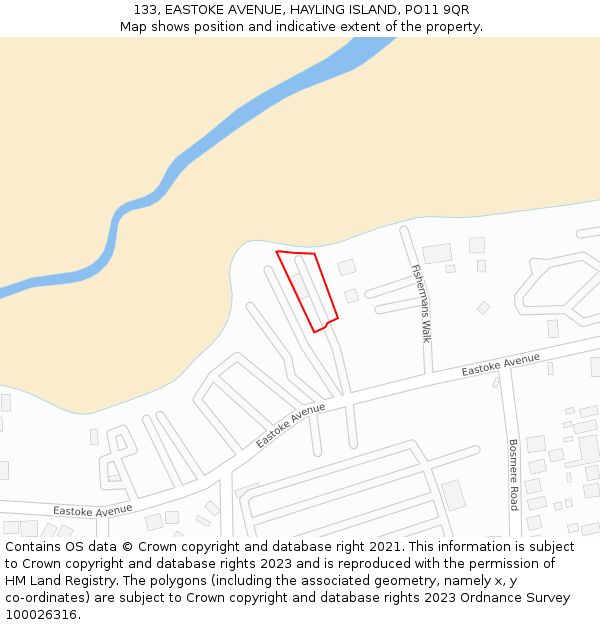 133, EASTOKE AVENUE, HAYLING ISLAND, PO11 9QR: Location map and indicative extent of plot