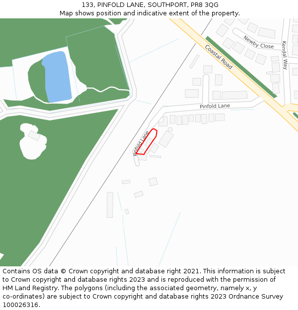 133, PINFOLD LANE, SOUTHPORT, PR8 3QG: Location map and indicative extent of plot