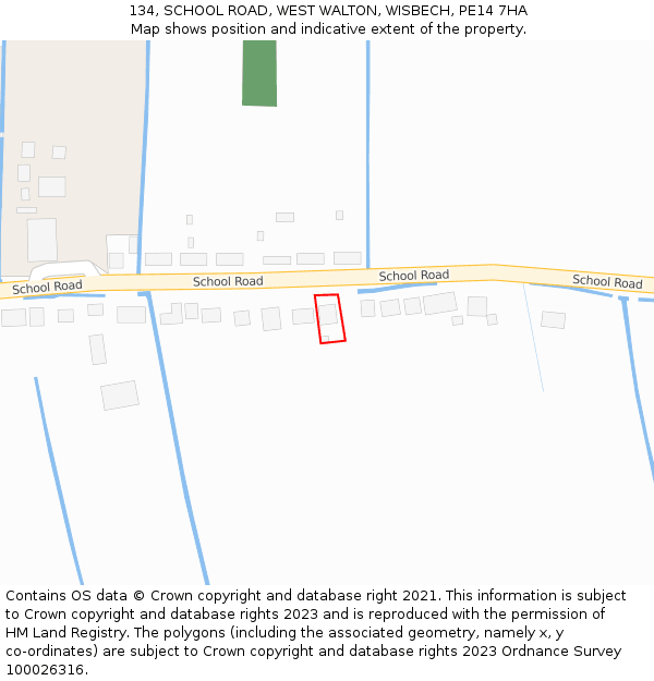 134, SCHOOL ROAD, WEST WALTON, WISBECH, PE14 7HA: Location map and indicative extent of plot