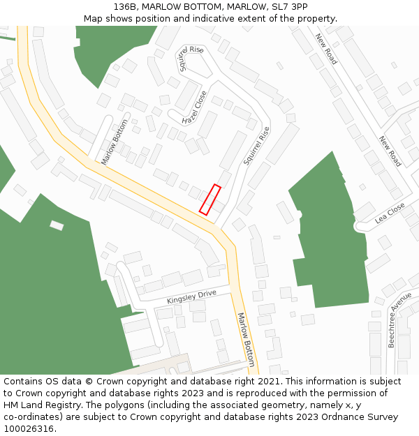 136B, MARLOW BOTTOM, MARLOW, SL7 3PP: Location map and indicative extent of plot