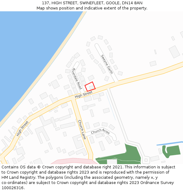 137, HIGH STREET, SWINEFLEET, GOOLE, DN14 8AN: Location map and indicative extent of plot