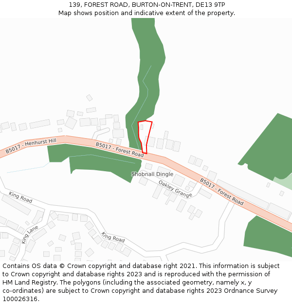 139, FOREST ROAD, BURTON-ON-TRENT, DE13 9TP: Location map and indicative extent of plot