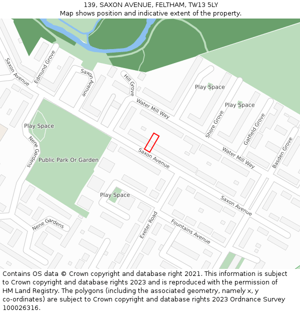 139, SAXON AVENUE, FELTHAM, TW13 5LY: Location map and indicative extent of plot