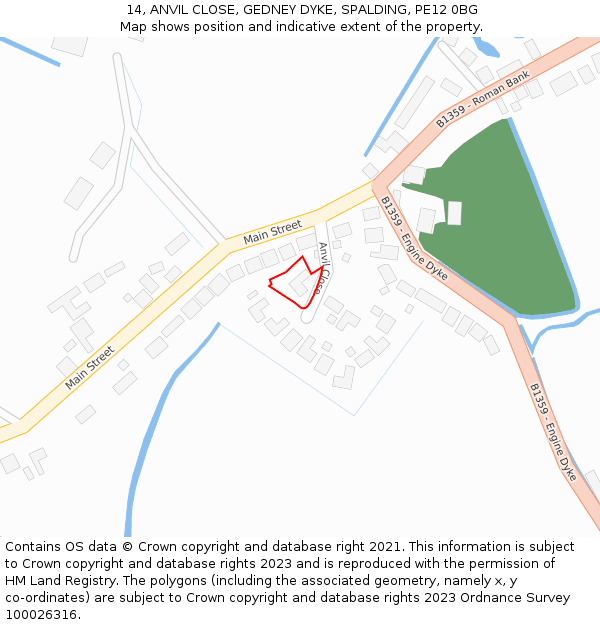 14, ANVIL CLOSE, GEDNEY DYKE, SPALDING, PE12 0BG: Location map and indicative extent of plot