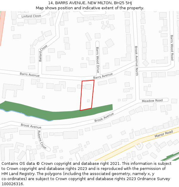 14, BARRS AVENUE, NEW MILTON, BH25 5HJ: Location map and indicative extent of plot