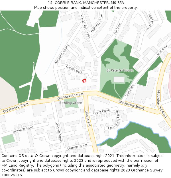 14, COBBLE BANK, MANCHESTER, M9 5FA: Location map and indicative extent of plot