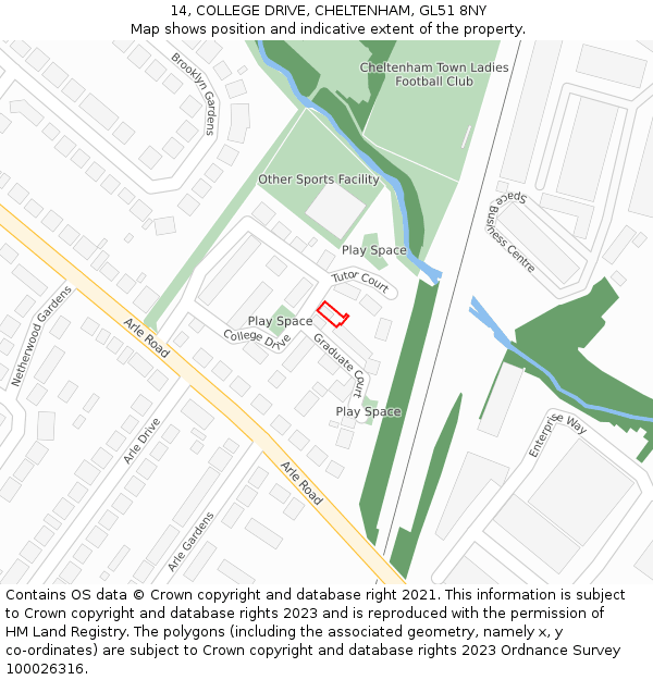 14, COLLEGE DRIVE, CHELTENHAM, GL51 8NY: Location map and indicative extent of plot