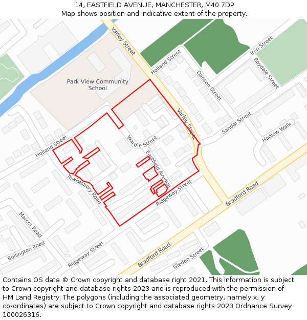 14, EASTFIELD AVENUE, MANCHESTER, M40 7DP: Location map and indicative extent of plot