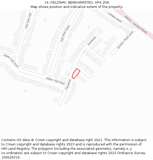 14, FIELDWAY, BERKHAMSTED, HP4 2NX: Location map and indicative extent of plot