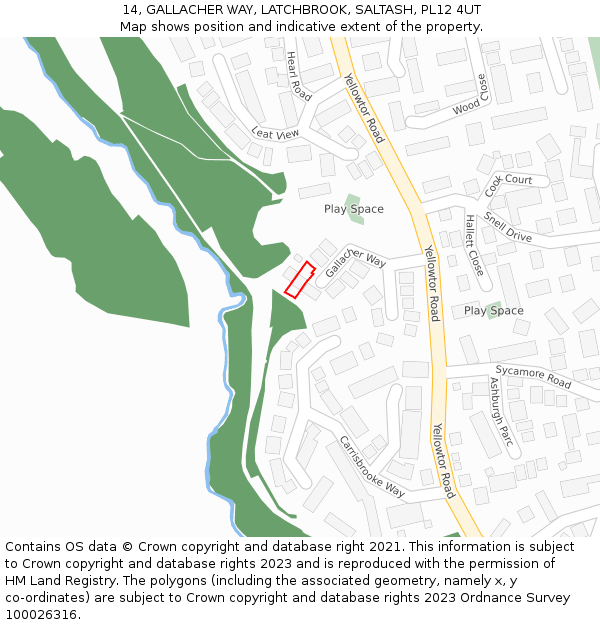 14, GALLACHER WAY, LATCHBROOK, SALTASH, PL12 4UT: Location map and indicative extent of plot