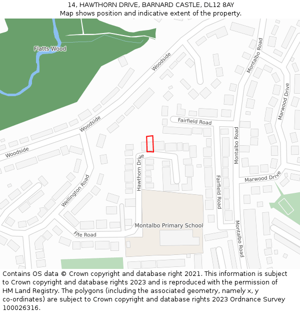 14, HAWTHORN DRIVE, BARNARD CASTLE, DL12 8AY: Location map and indicative extent of plot