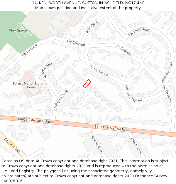 14, KENILWORTH AVENUE, SUTTON-IN-ASHFIELD, NG17 4NR: Location map and indicative extent of plot