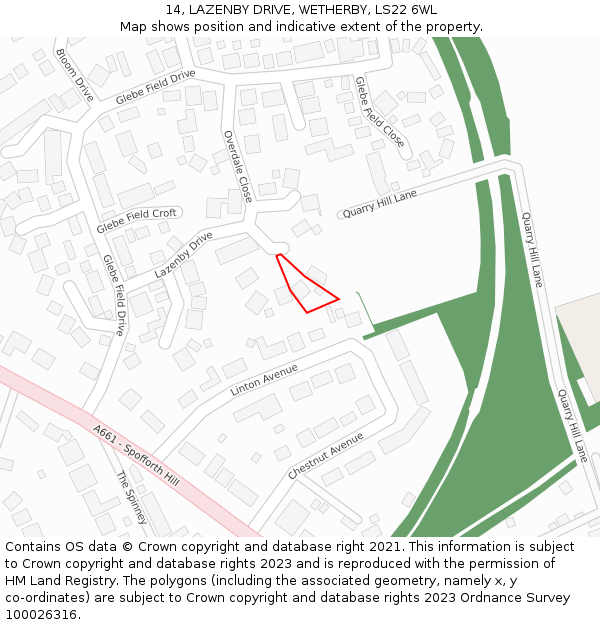 14, LAZENBY DRIVE, WETHERBY, LS22 6WL: Location map and indicative extent of plot