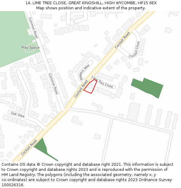 14, LIME TREE CLOSE, GREAT KINGSHILL, HIGH WYCOMBE, HP15 6EX: Location map and indicative extent of plot