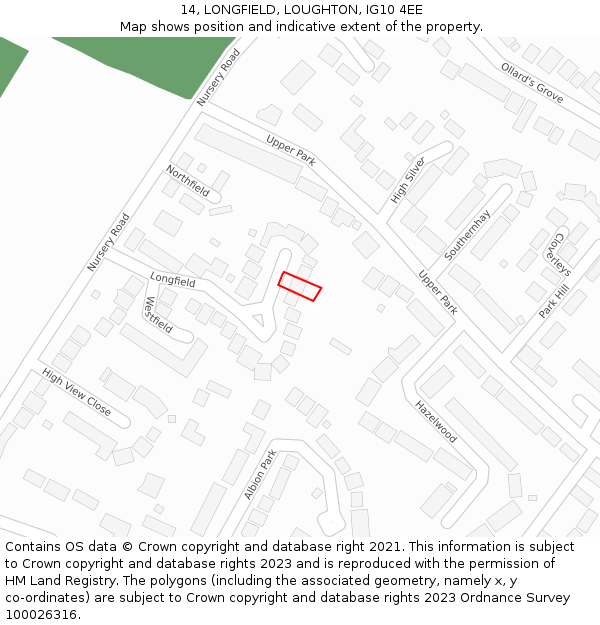 14, LONGFIELD, LOUGHTON, IG10 4EE: Location map and indicative extent of plot