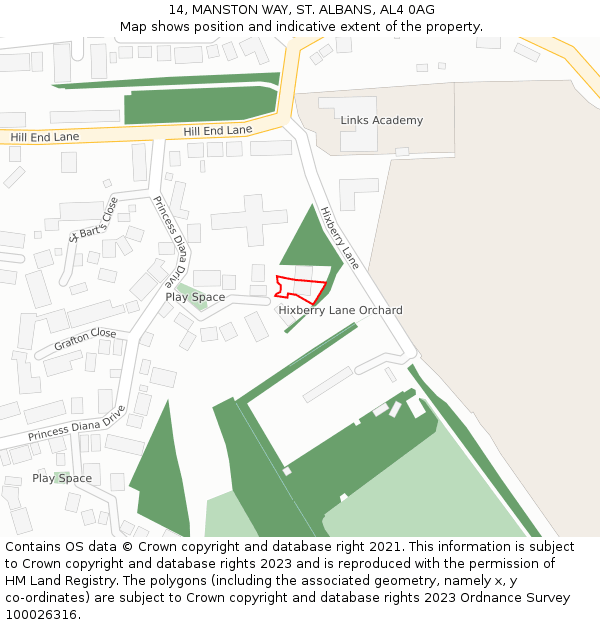 14, MANSTON WAY, ST. ALBANS, AL4 0AG: Location map and indicative extent of plot