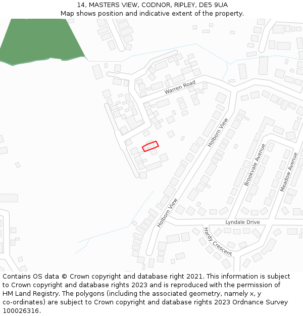 14, MASTERS VIEW, CODNOR, RIPLEY, DE5 9UA: Location map and indicative extent of plot