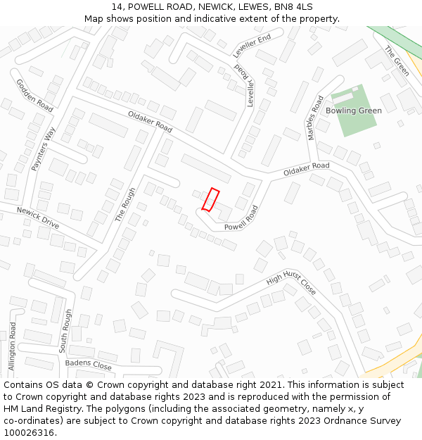 14, POWELL ROAD, NEWICK, LEWES, BN8 4LS: Location map and indicative extent of plot