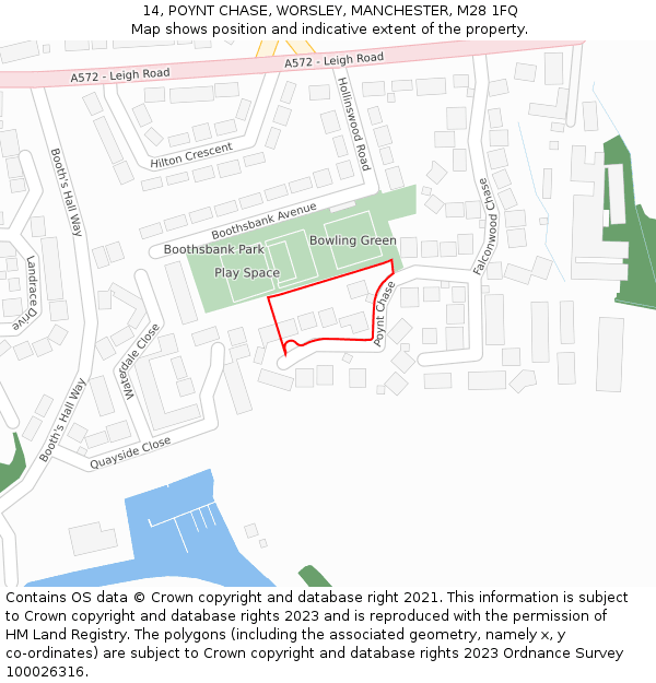 14, POYNT CHASE, WORSLEY, MANCHESTER, M28 1FQ: Location map and indicative extent of plot