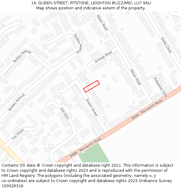 14, QUEEN STREET, PITSTONE, LEIGHTON BUZZARD, LU7 9AU: Location map and indicative extent of plot