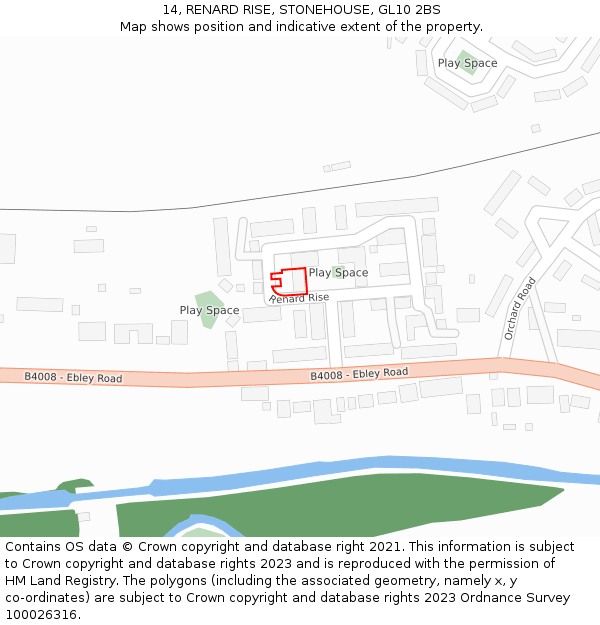 14, RENARD RISE, STONEHOUSE, GL10 2BS: Location map and indicative extent of plot