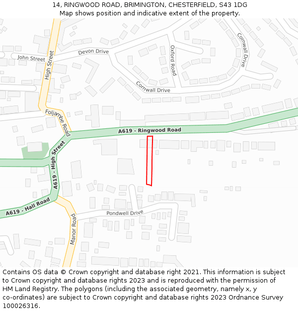 14, RINGWOOD ROAD, BRIMINGTON, CHESTERFIELD, S43 1DG: Location map and indicative extent of plot