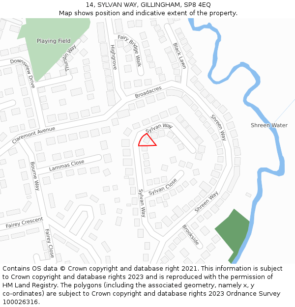 14, SYLVAN WAY, GILLINGHAM, SP8 4EQ: Location map and indicative extent of plot